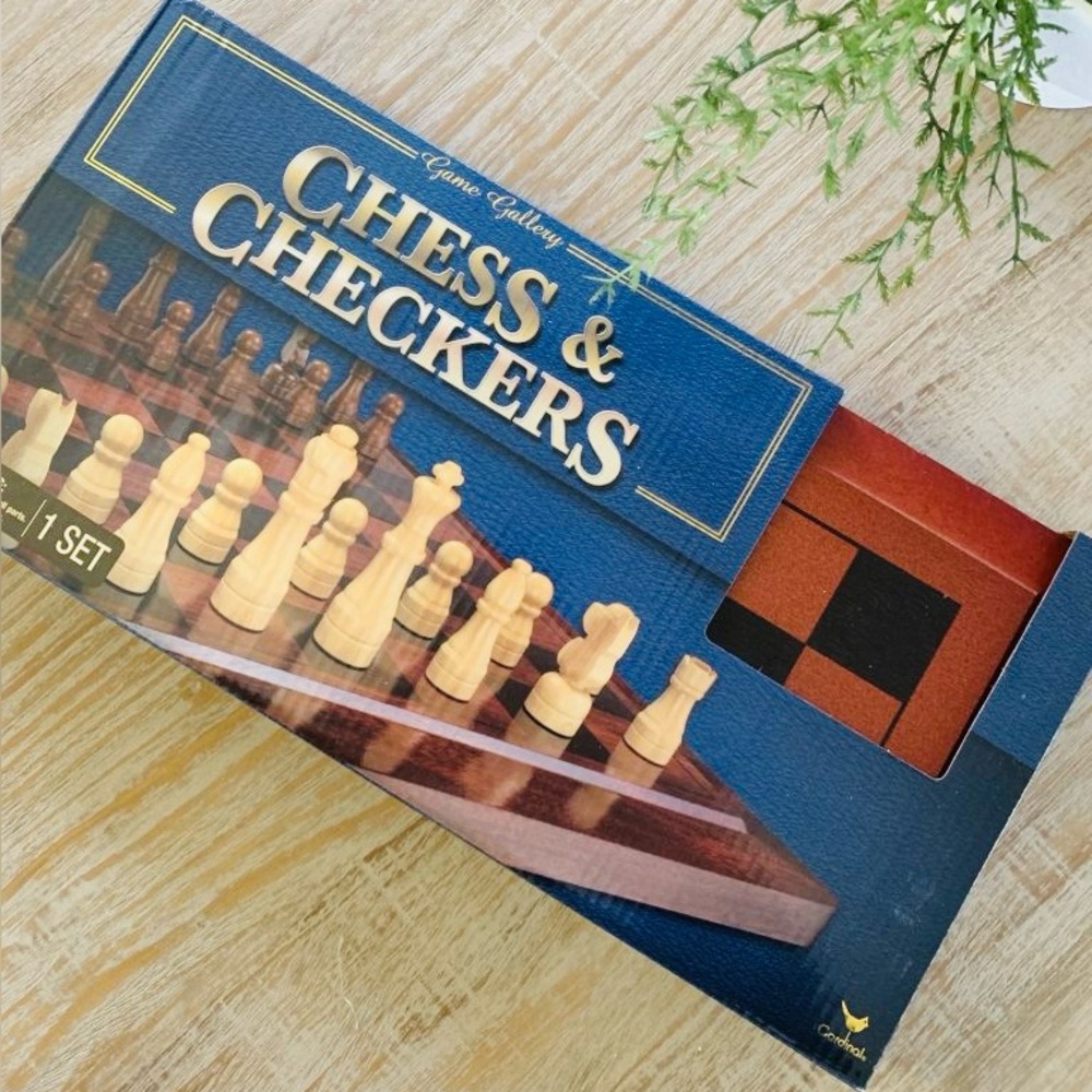 Game Gallery Wooden Chess & Checkers Set